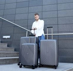 Somko Wave - 4-Rollen-Trolley Set 3tlg. -Ausgewählte Modetaschengeschäfte Somko Wave 4 Rollen Trolley Set 3tlg anthrazit 200340 04 10